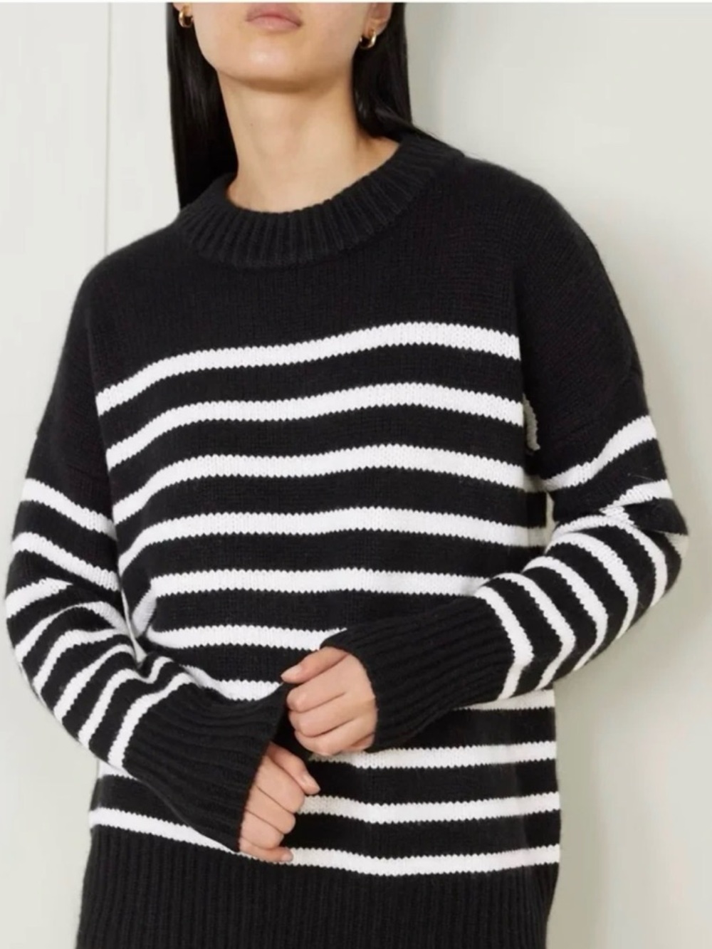 La ligne Marin sweater in black/white stripe